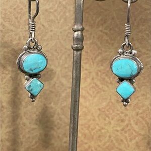 Turquoise and Sterling Silver Dangle Earrings
